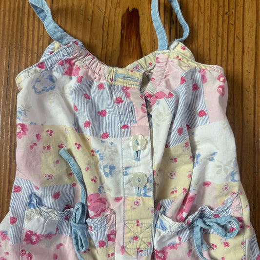Faded Glory y2k white pastel floral patchwork baby romper SIZE 18M
