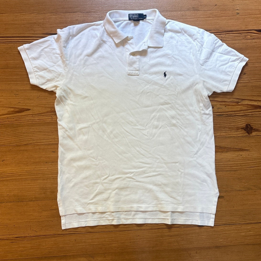 Polo Ralph Lauren white short sleeve cotton mens polo shirt SIZE XL
