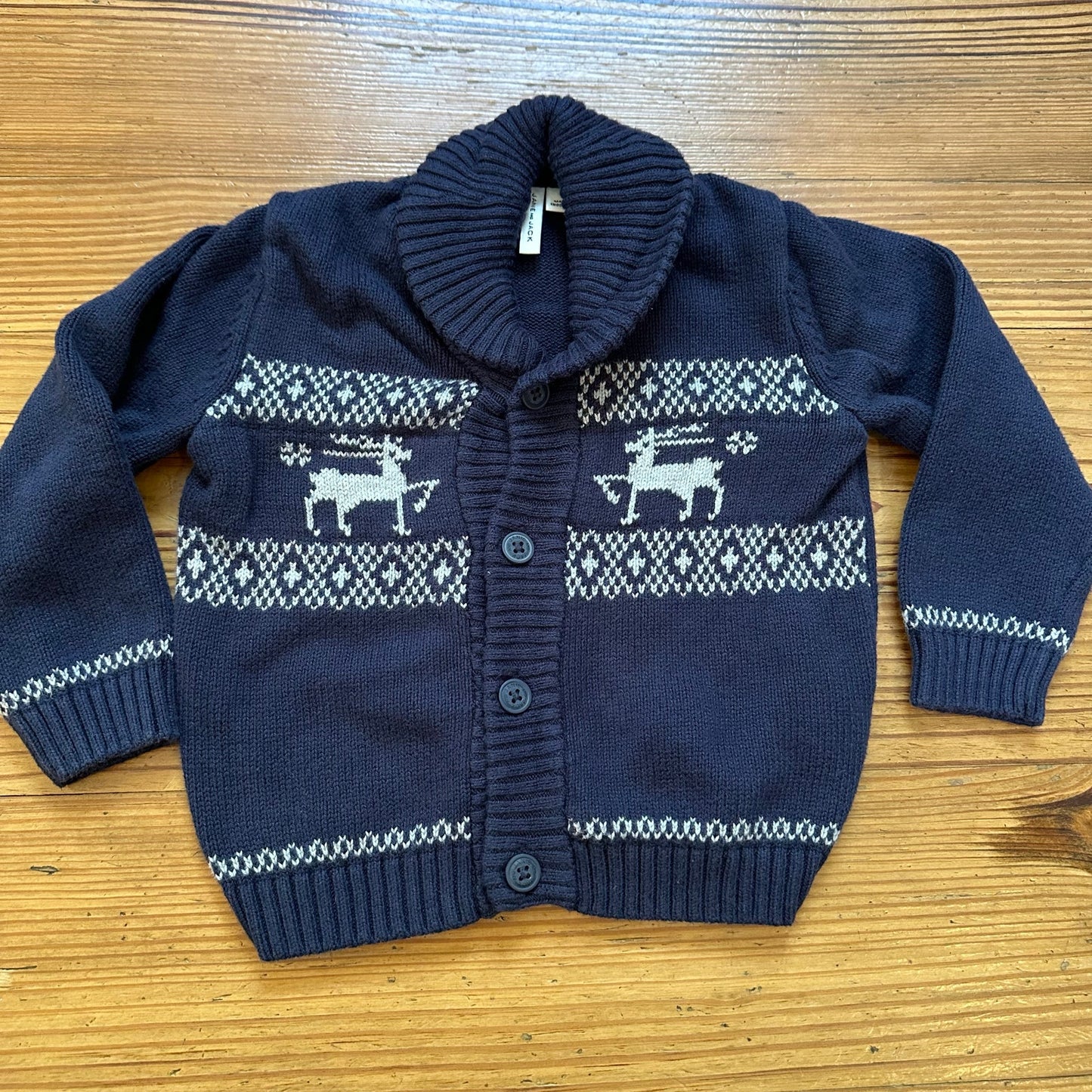 Janie and Jack navy blue knit reindeer button cardigan SIZE 2