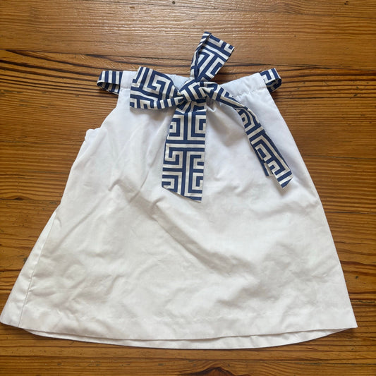 Shrimp & Grits Kids white sleeveless navy geometric bow shirt SIZE 5