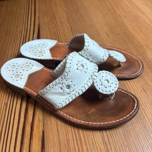 Jack Rogers white leather thong heeled sandal SIZE 5