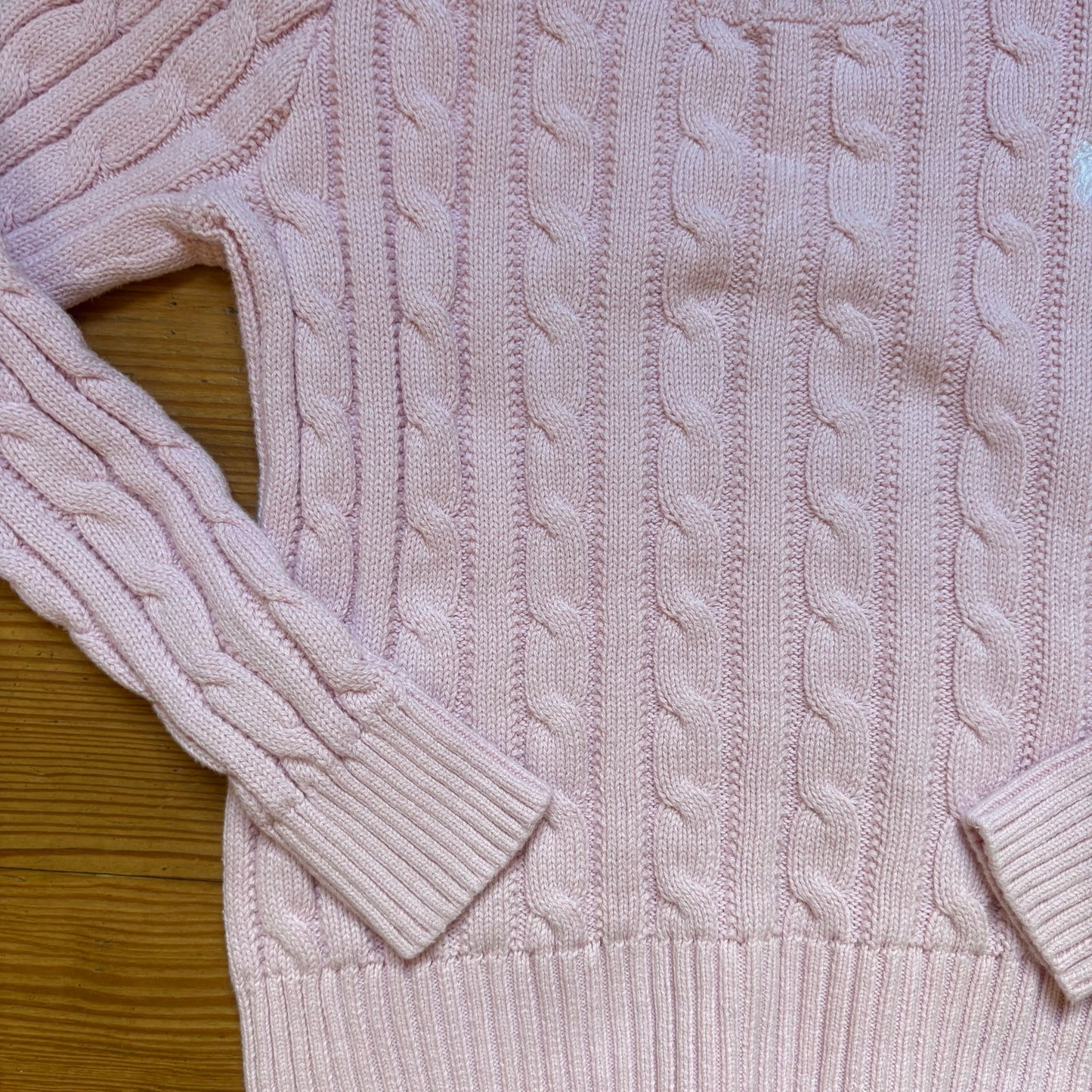 Polo Ralph Lauren light pink cable knit crew girls sweater SIZE 6