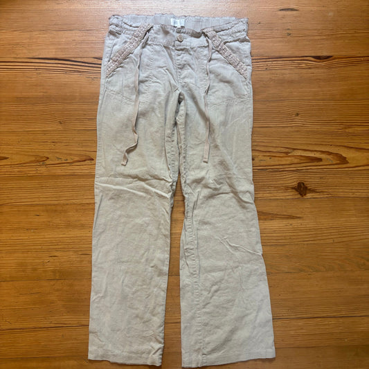 Jolt beige y2k linen wide leg drawstring lace accents pants SIZE 5