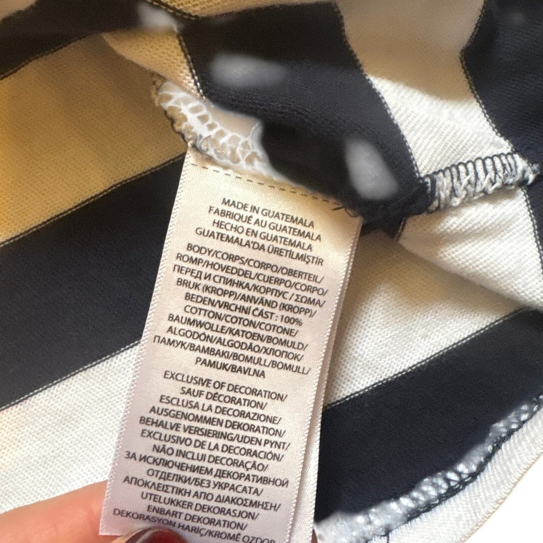 Polo Ralph Lauren blue white striped ruffle quarter sleeve cropped shirt SIZE 5