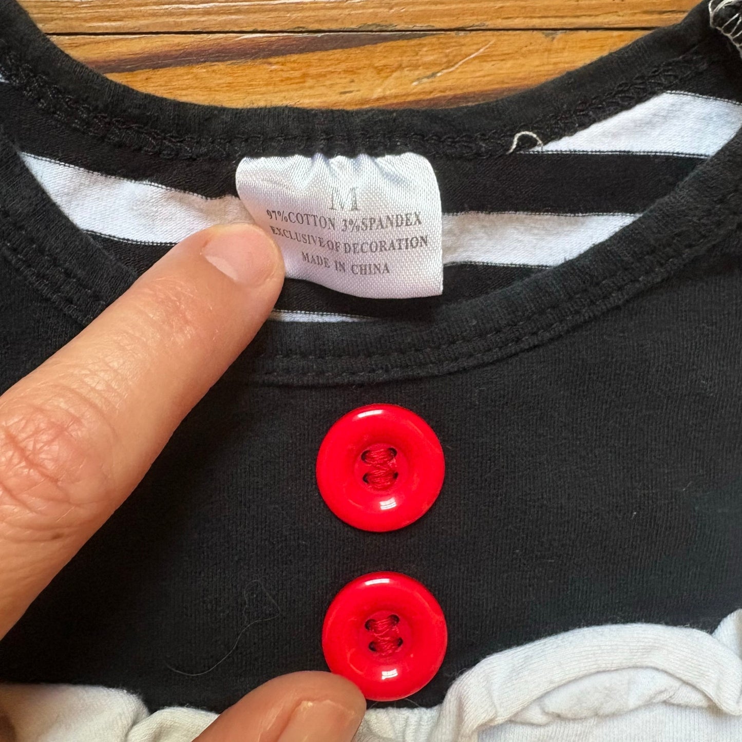Black white striped red heart long sleeve ruffle toddler short SIZE 3T