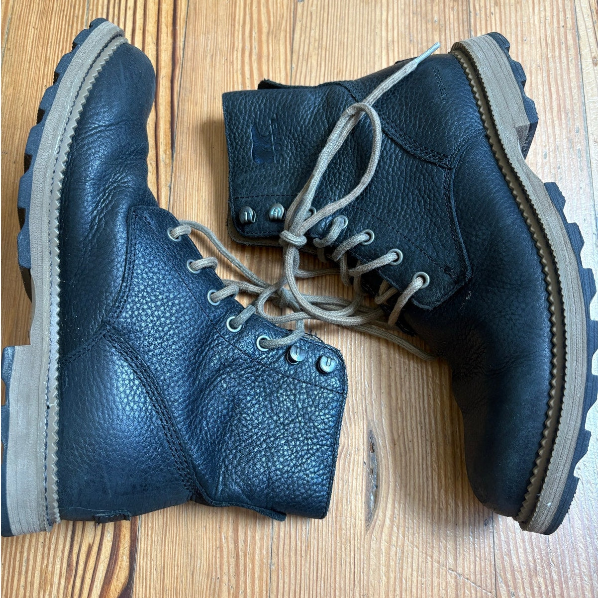 Sorel black leather mens Madison II 6" lace up boot SIZE 8
