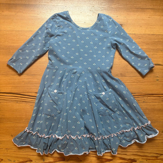 Serendipity Shrimp and Grits blue vintage floral long sleeve girls dress SIZE 7