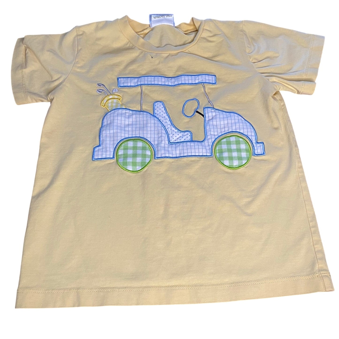 Castle and Crowns yellow golf cart embroidered short sleeve shirt SIZE 5