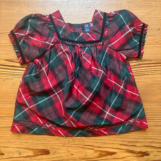 Gap red Christmas holiday plaid short sleeve girls shirt SIZE 4T