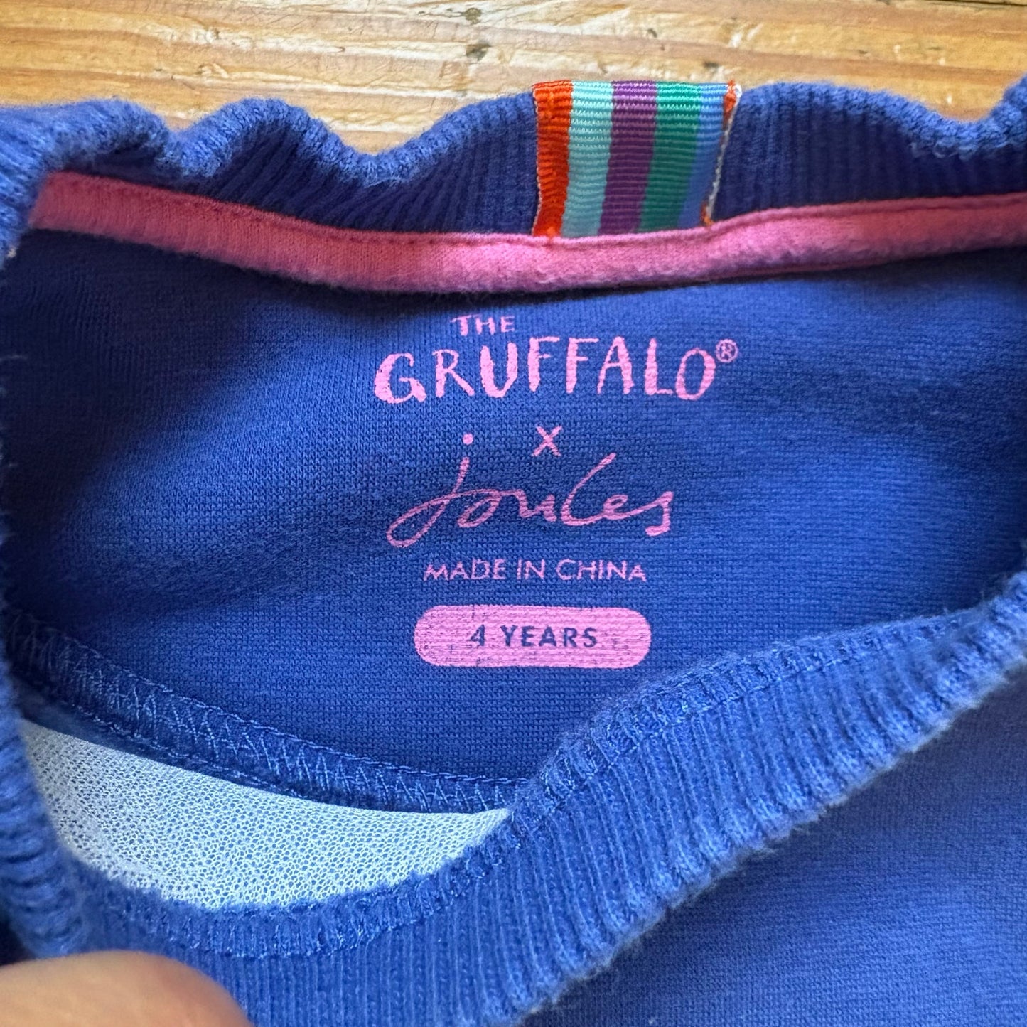 Joules royal blue Gruffalo animal floral embroidered crew sweatshirt SIZE 4