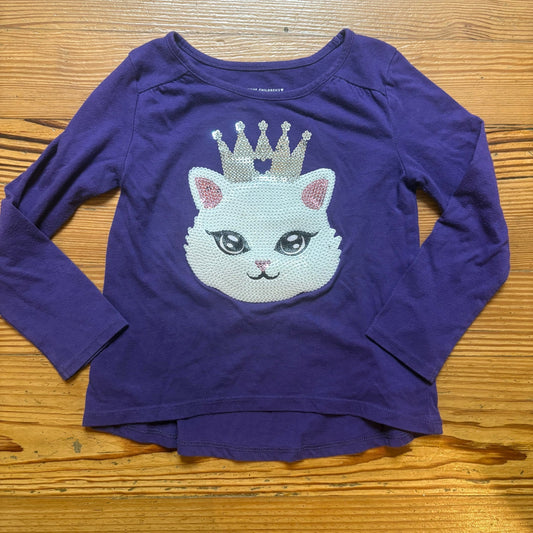 The Children's Place purple cat crown sequin long sleeve girls shirt SIZE 3T