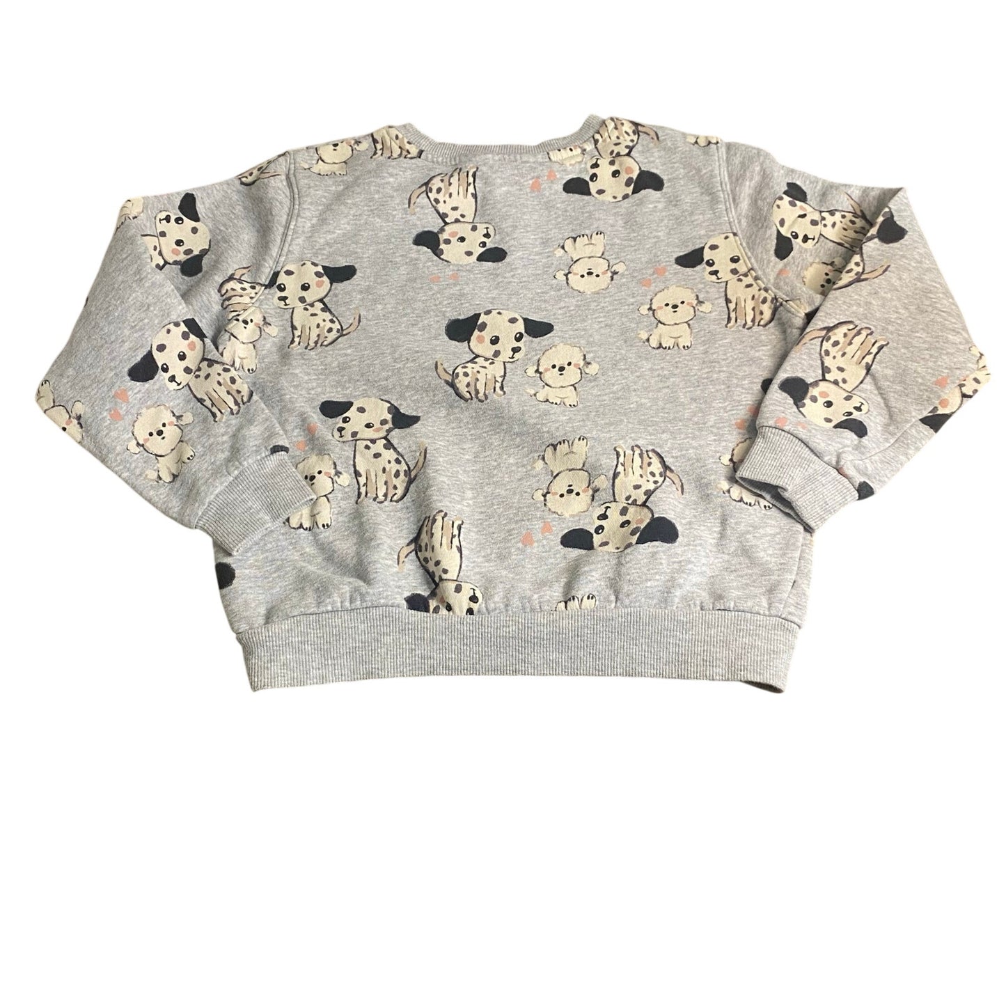 H&M gray Dalmatian hearts pattern crew pullover sweatshirt SIZE 6