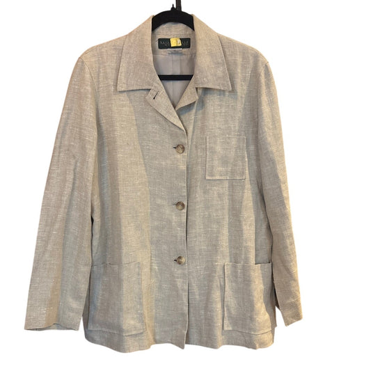 Harve Benard by Benard Holtzman light beige 3 button linen blazer jacket SIZE 14
