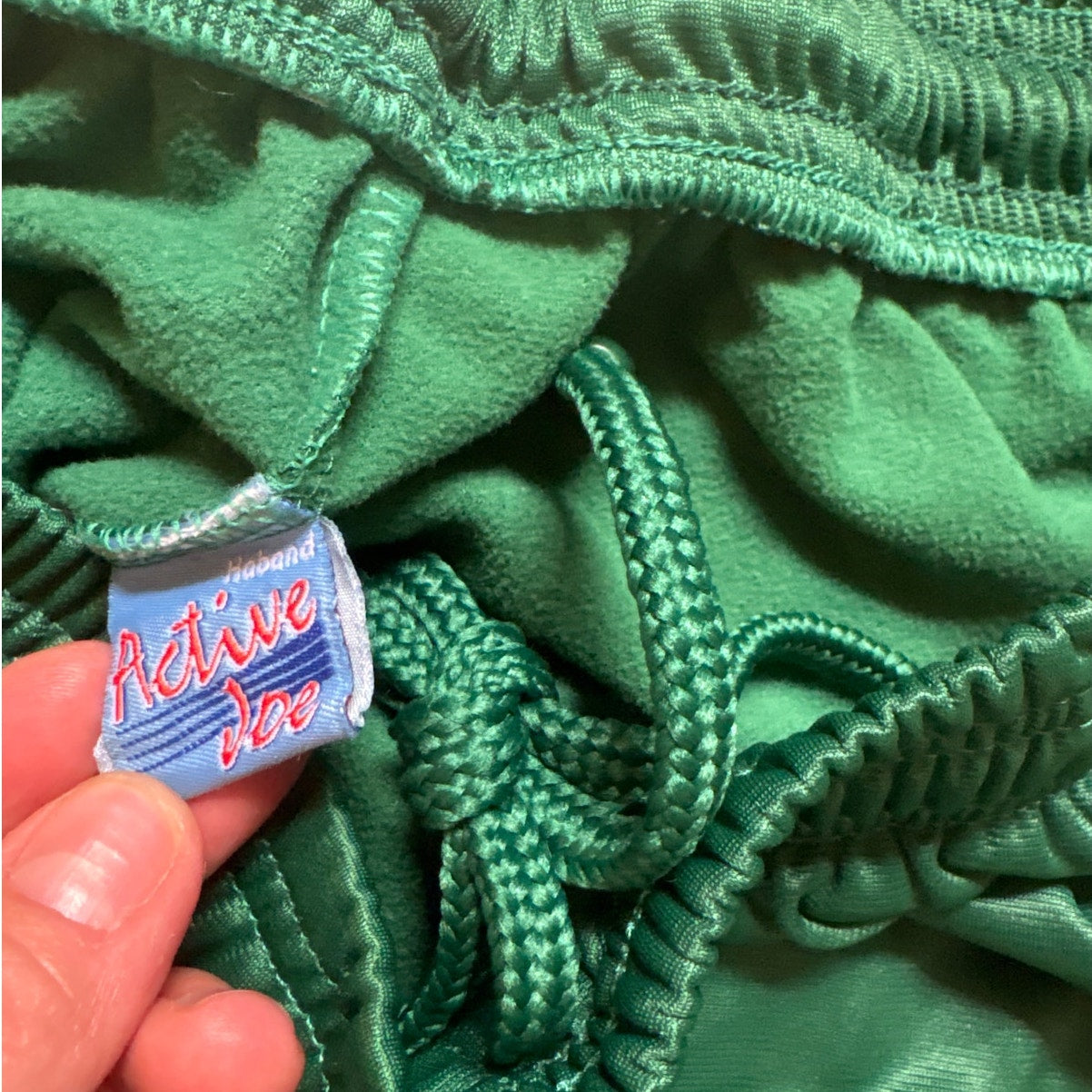 Active Joe retro dark green lined side elastic waistband mens pants SIZE XL