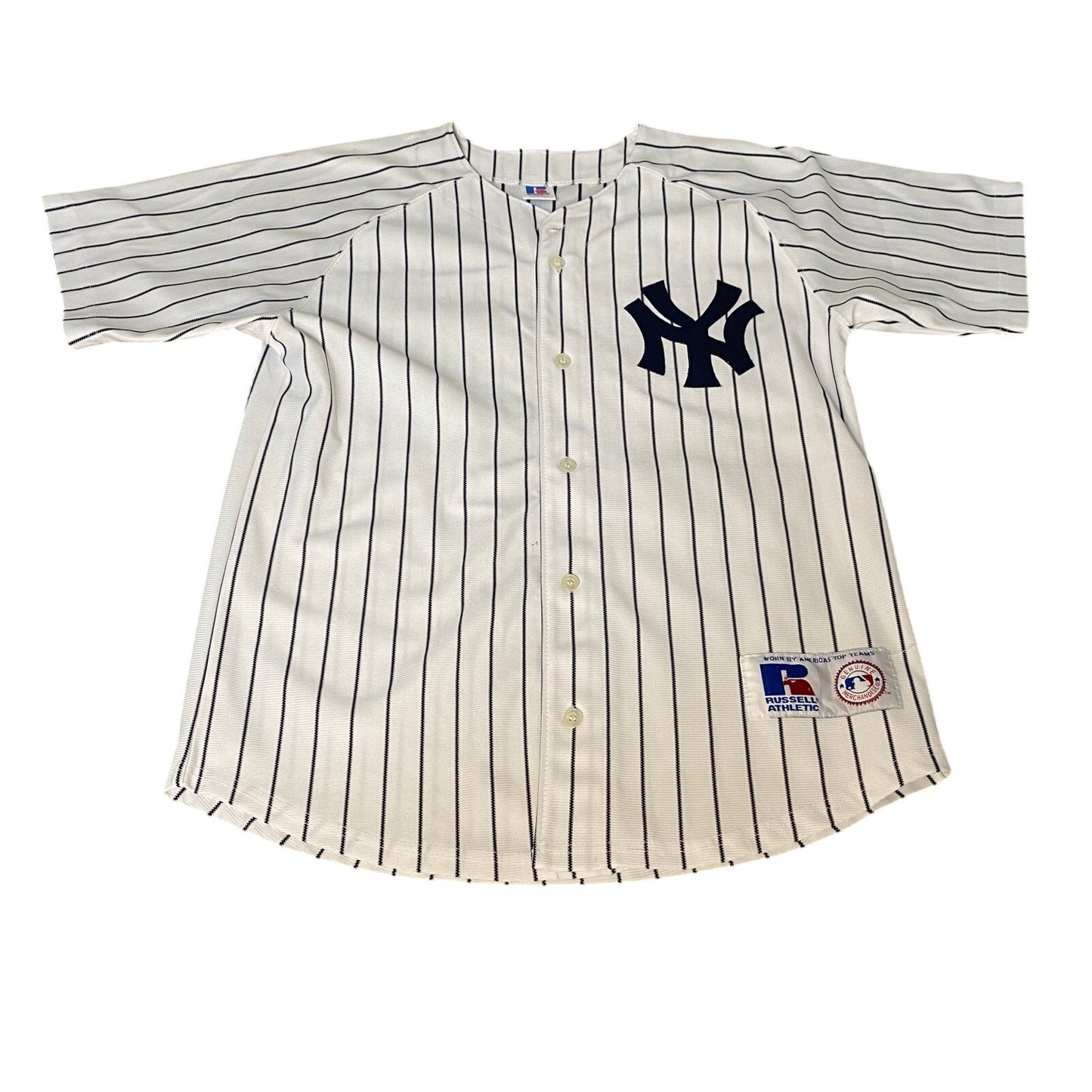 Russell Athletic NY Yankees pin striped Rodriguez short sleeve jersey SIZE L