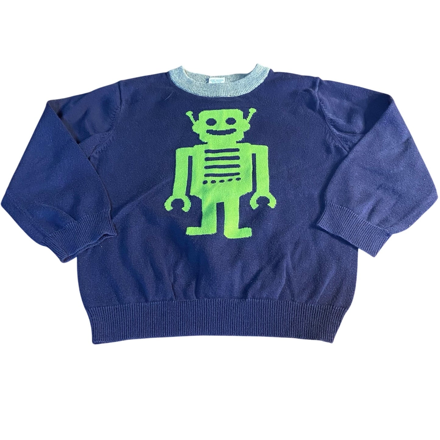 Circo navy blue green robot long sleeve knit crew sweater SIZE 4T