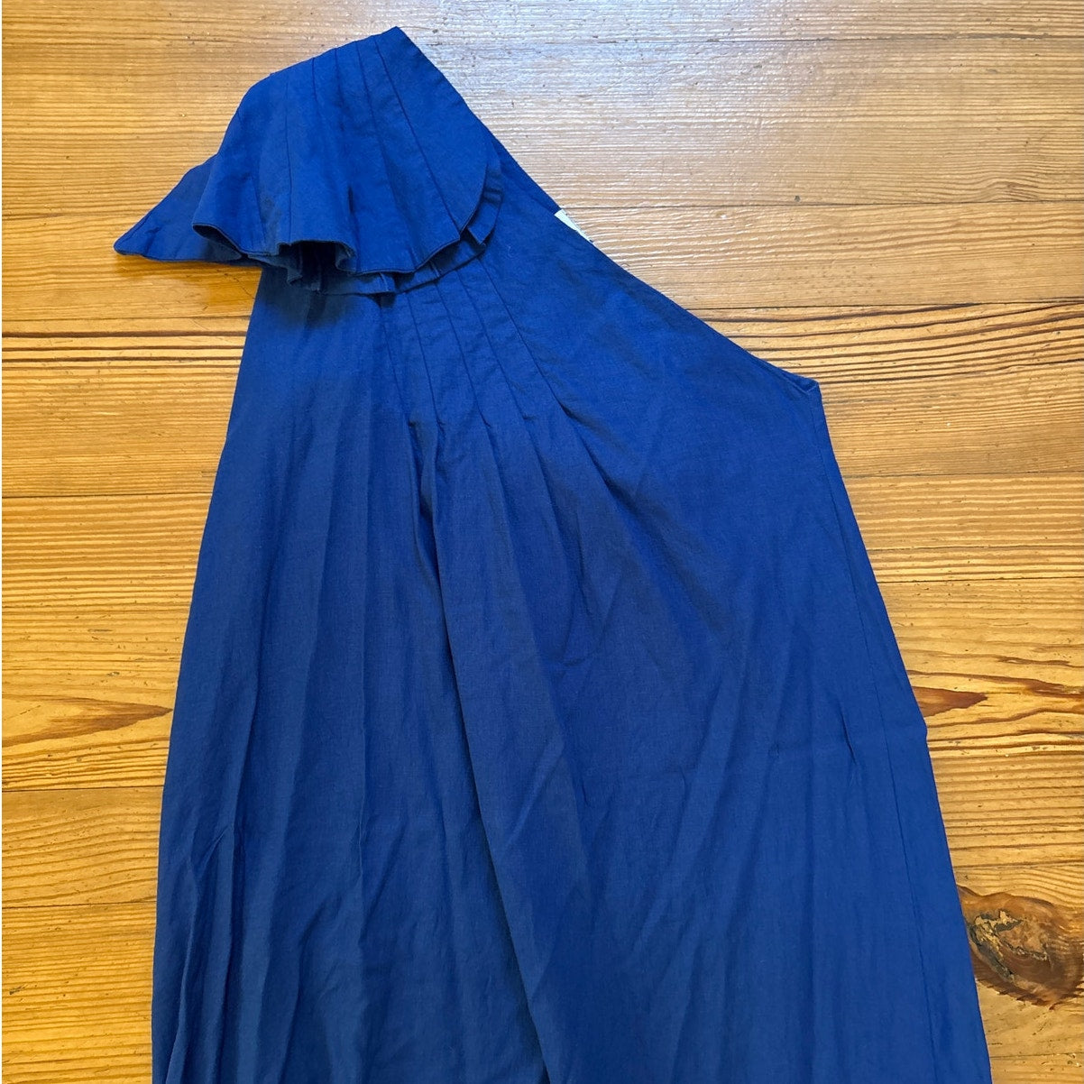 FARM Rio royal blue one shoulder linen blend midi dress SIZE M