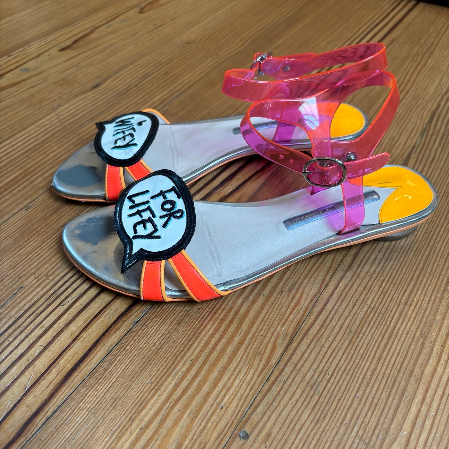 Sofia Webster silver pink Wifey for Lifey heeled sandal SIZE 7