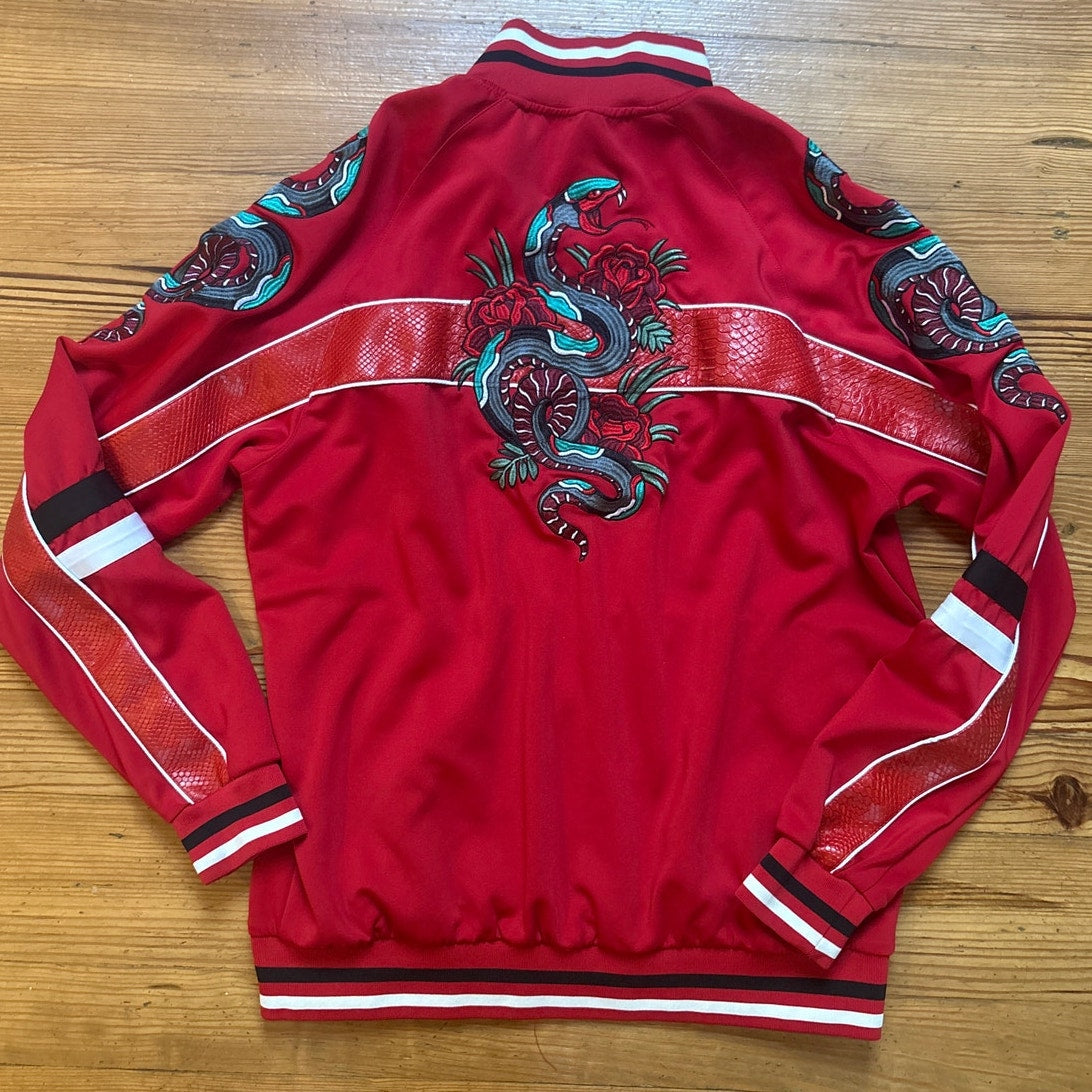 Reason Clothing Viper Track jacket red snake embroidered cobra skin rose SIZE XL