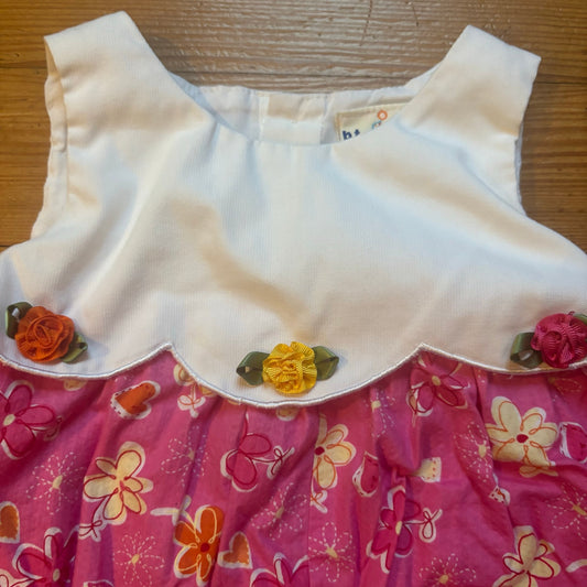B.T. Kids 90s pink white floral sleeveless bubble one piece SIZE 24M