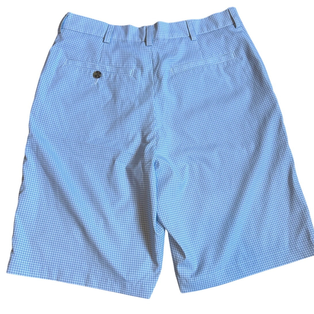 Blue white checkered performance mens golf shorts SIZE 32