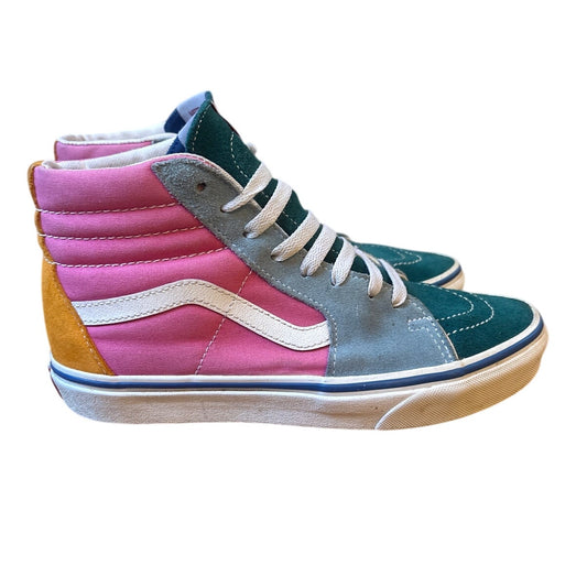 VANS color block pink blue green high top suede unisex sneakers SIZE W8 M6.5