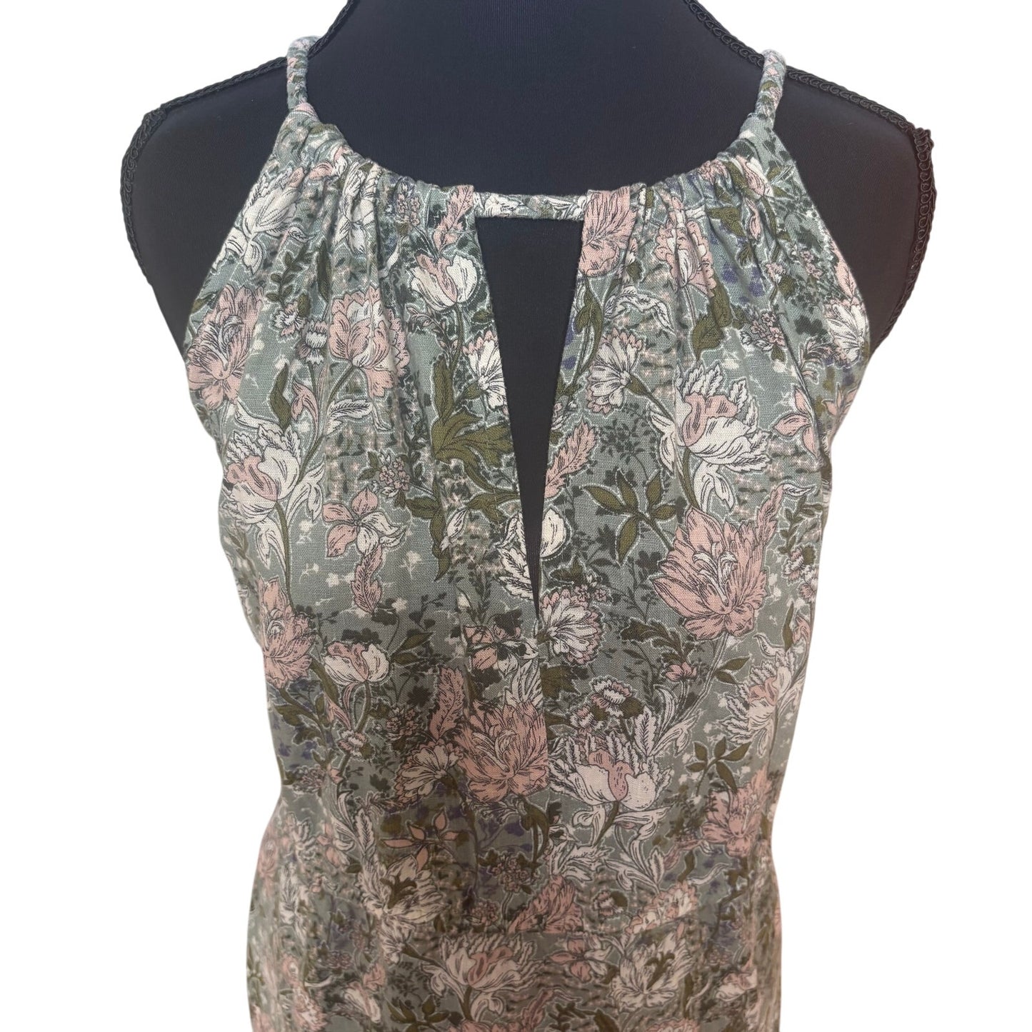 Joie green floral sleeveless halter keyhole maxi dress SIZE M