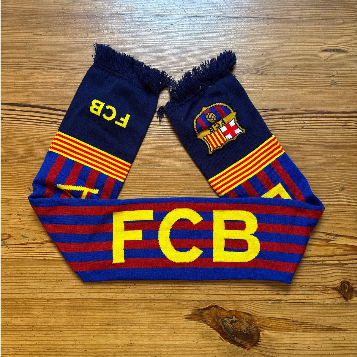 FCB Barcelona football soccer reversible knit scarf