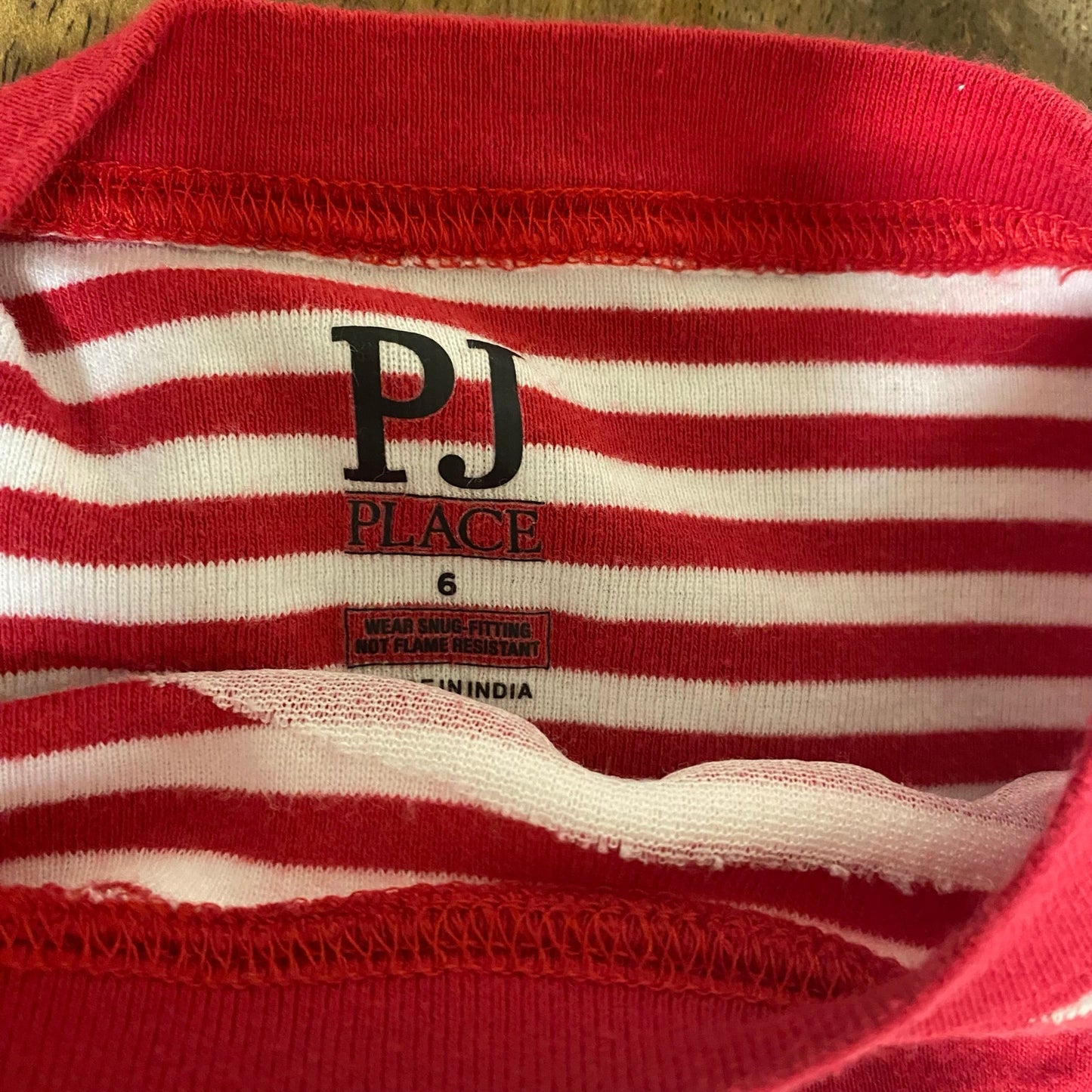 PJ Place red white striped Santa Christmas long sleeve pant pajama set SIZE 6