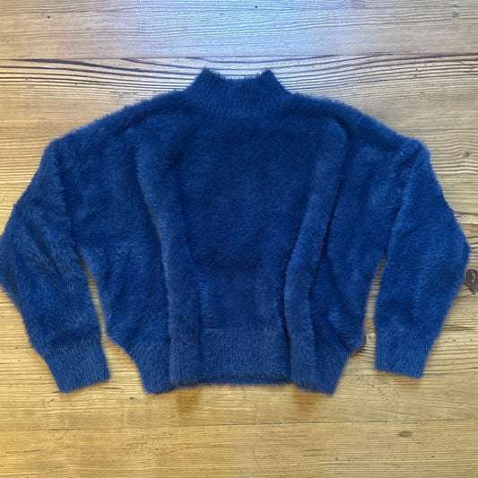 Altar'd State blue fuzzy mock neck cropped oversized sweater SIZE S