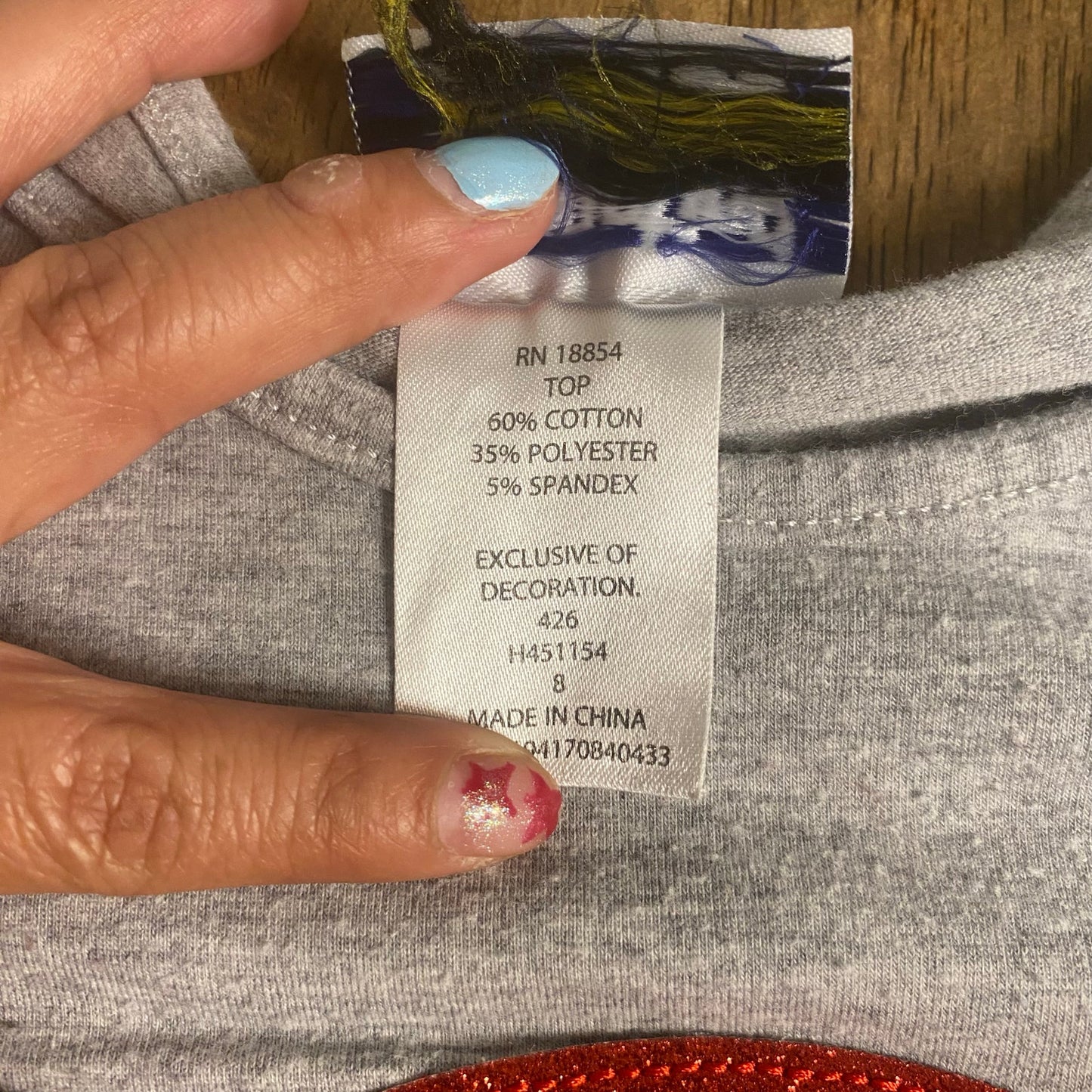 Counting Daisies gray long sleeve Christmas Santa embroidered shirt SIZE 8