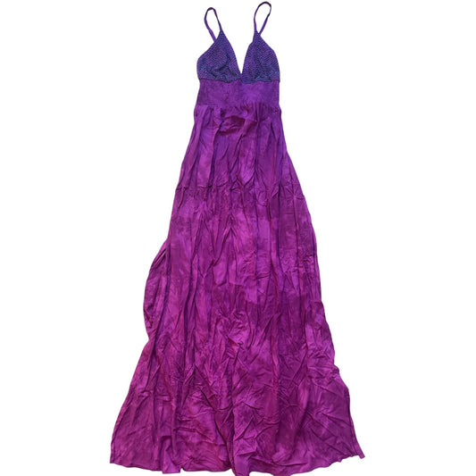 NWT Khush dark pink beaded bustier adjustable strap maxi dress SIZE S