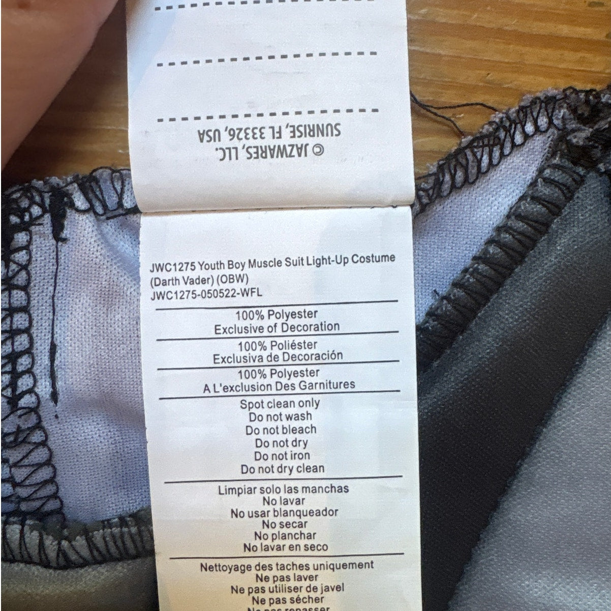 Star Wars Darth Vader light up youth cosplay costume SIZE M