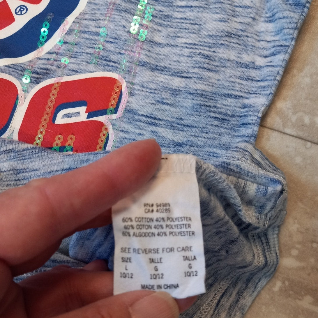 New Era Chicago Cubs blue graphic sequin short sleeve youth shirt SIZE L