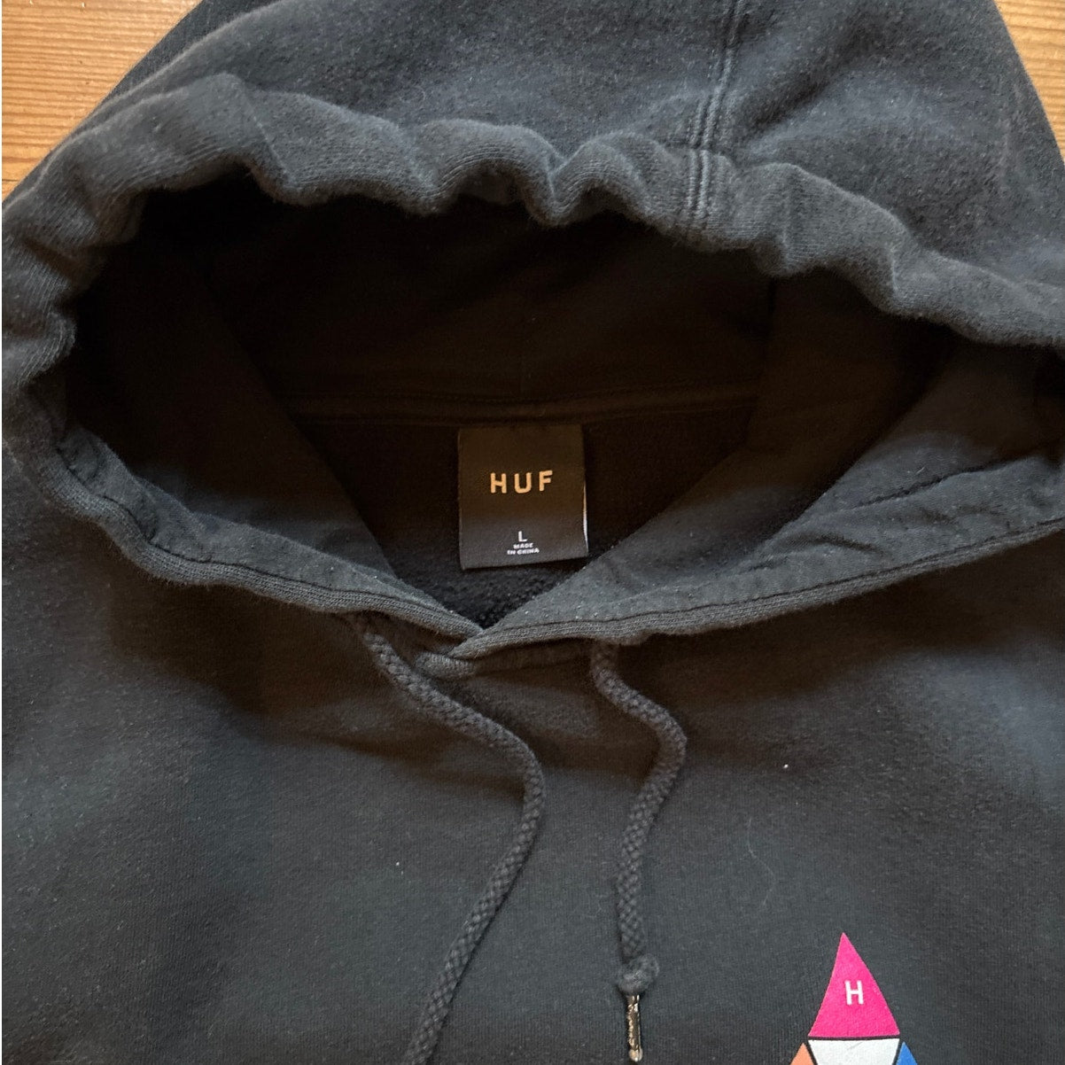 HUF black pullover large prism back graphic mens hoodie SIZE L