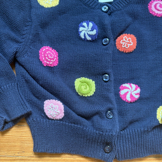 Gymboree navy blue knit colorful candy dot button up cardigan sweater SIZE 3