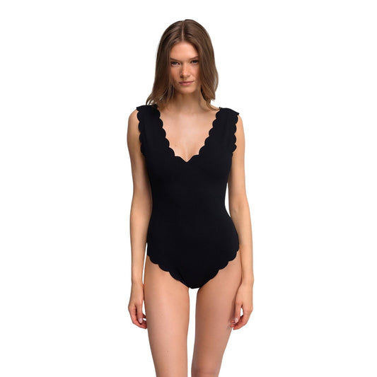 Marysia Charleston Maillot scallop plunge neckline one piece swimsuit SIZE L