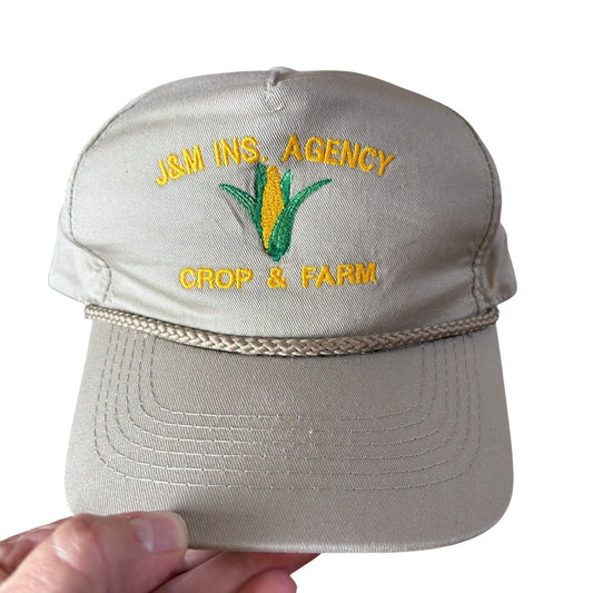 Corn crop and farm beige snap back baseball cap