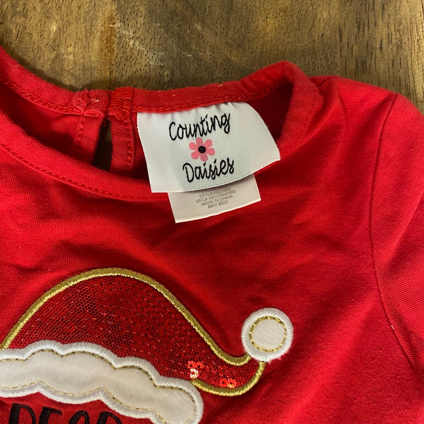 Counting Daisies red Santa I can Explain ruffle tutu long sleeve girls dress 4T