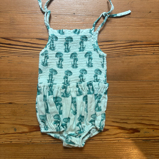 Kate Quinn Organics teal blue mushroom smocked bodysuit SIZE 3T
