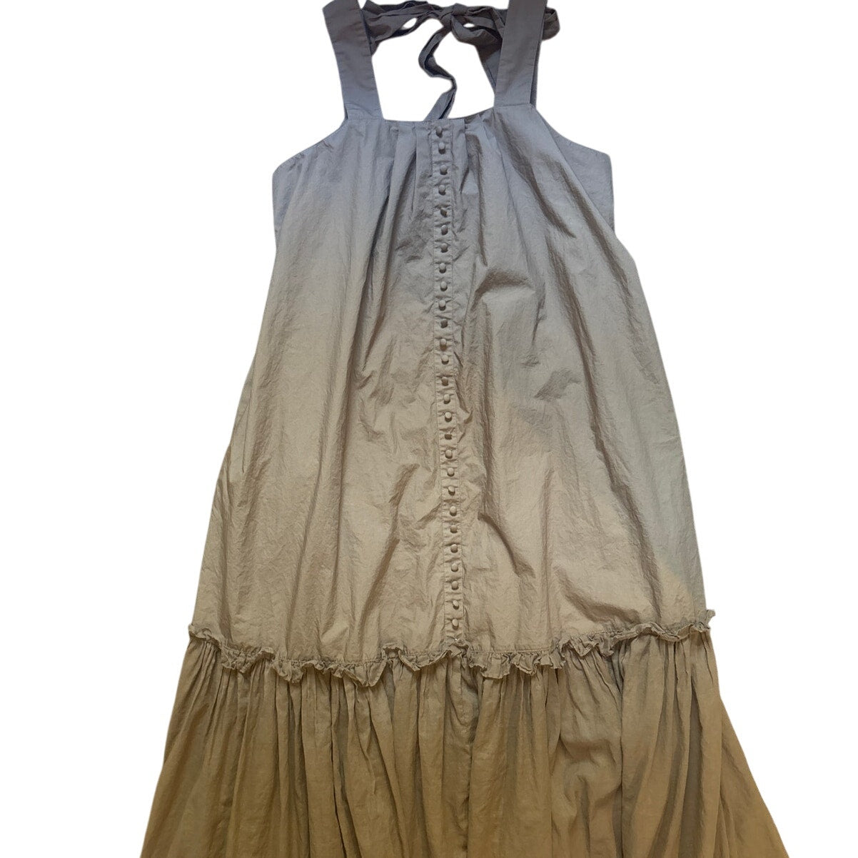 Joslin tan drop waist button up open back tank organic cotton maxi dress SIZE 8