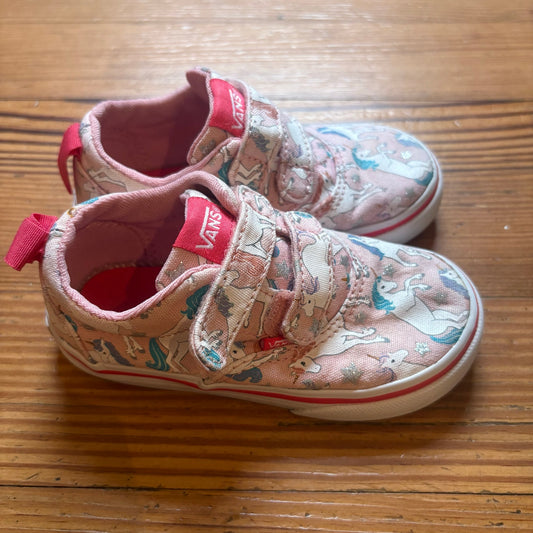 VANS pink unicorn low top slip on velkro toddler sneakers SIZE 7