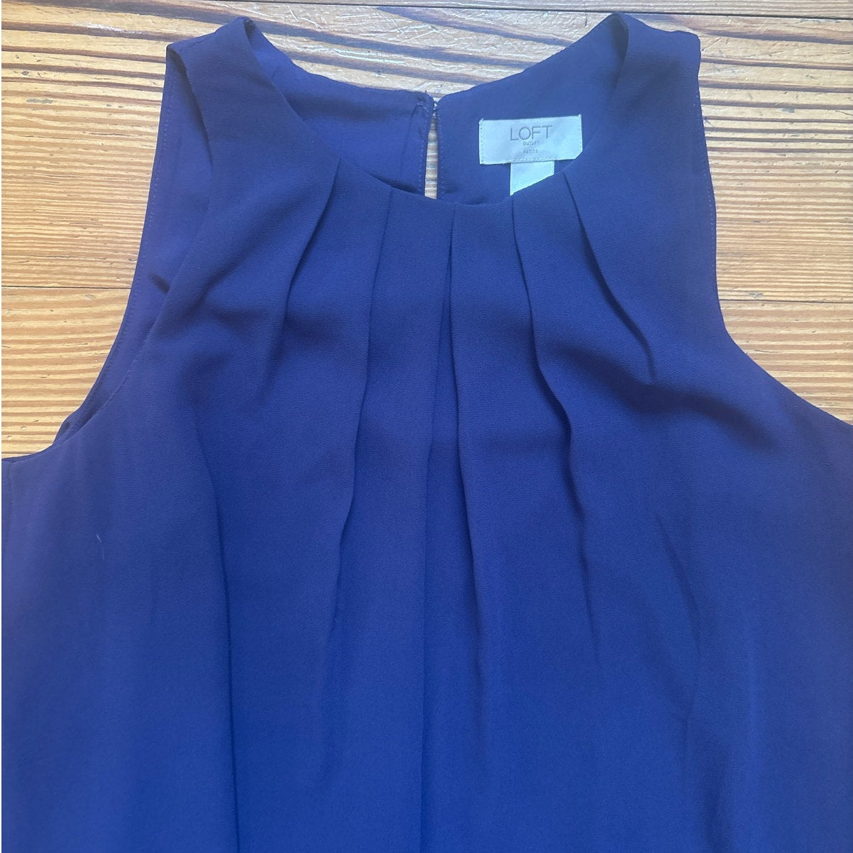 Loft blue floral embroidered sleeveless shift dress SIZE 4P