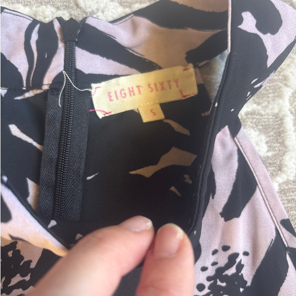 Eight Sixty black with pink ruffle bottom halter top SIZE S