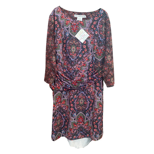 NWT Gretchen Scott purple paisley jersey quarter length sleeve dress SIZE XL