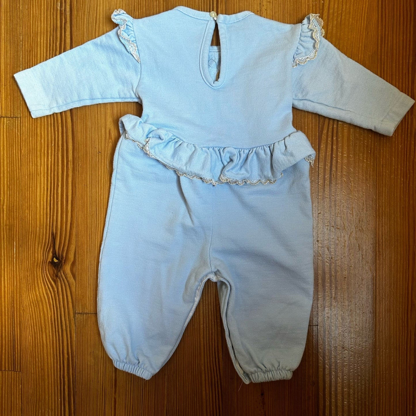 Healthtex light blue vintage sweater princess ruffle sleeper SIZE 6M