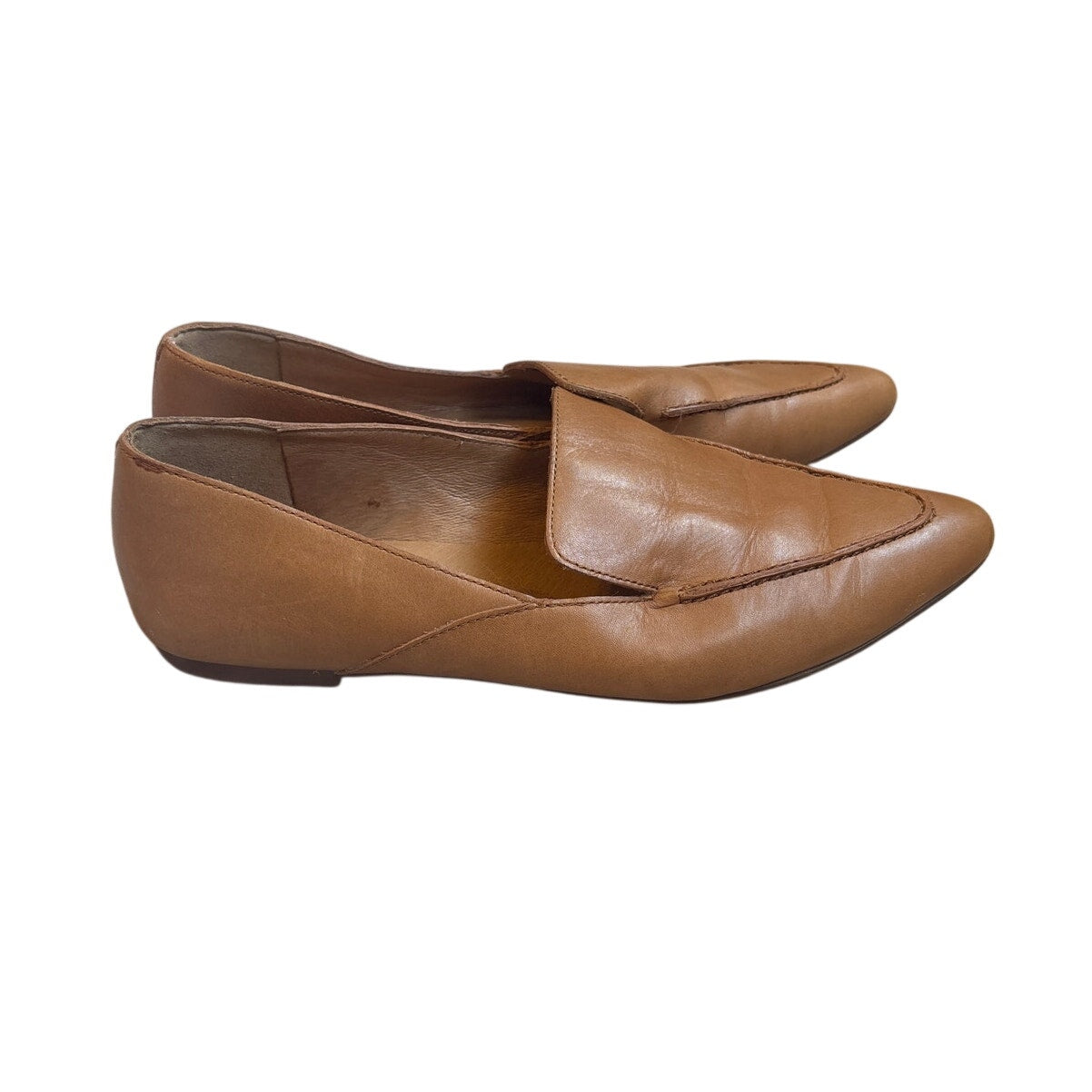 Madewell The Frances Skimmer pointed tow brown leather loafers SIZE 9