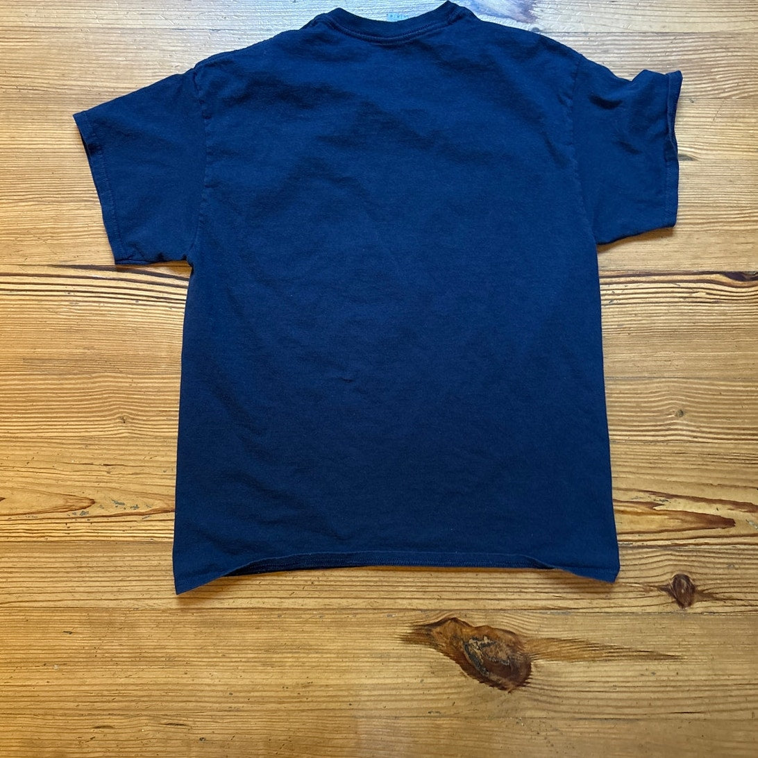 Dark blue king cobra and skull checkered short sleeve cotton shirt SIZE L