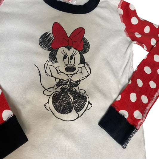 Hanna Andersson Minnie Mouse white polka dot long sleeve pajama shirt SIZE 10