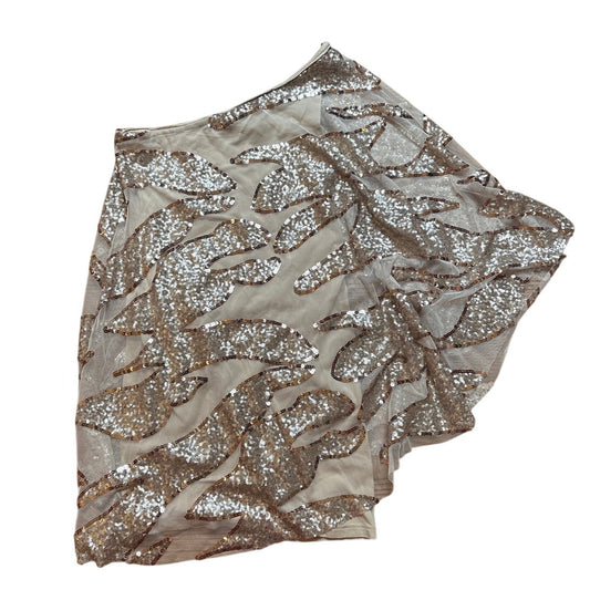 Bebe y2k gold one shoulder sequin sheer flutter sleeve top SIZE M